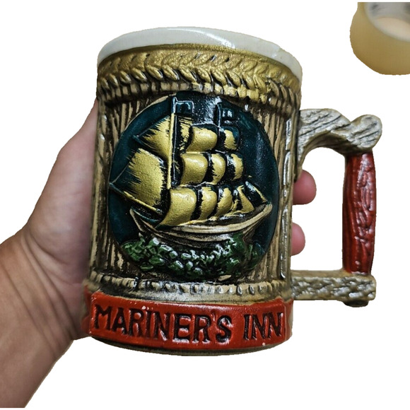 Vintage Napcoware Mariner's Inn Beer Ceramic Mug Colonial Nautical Ship - Picture 2 of 8